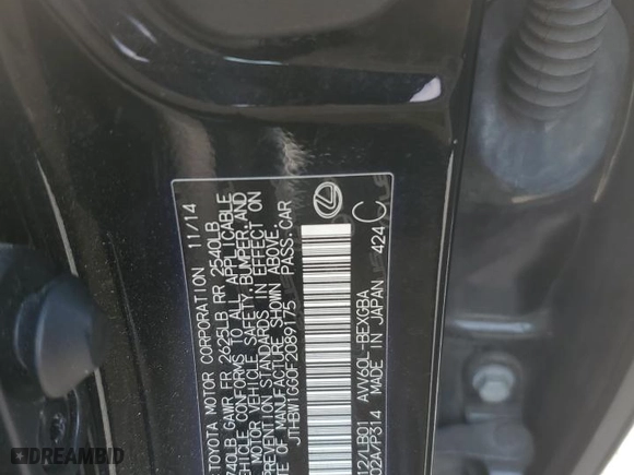 2015 Lexus ES 300h Hybrid with VIN JTHBW1GG0F2089175, listed as a Copart auction lot 67974324 with 156,710 mi miles and Salvage Title. Bid and sale history available at carsss.com. Image 12.