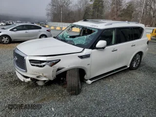 2018 Infiniti QX80 with VIN JN8AZ2NE7J9195719, listed as a Copart auction lot 43624015 with 92,683 mi miles and Salvage title. Bid and sale history available at DreamBid. Image 1.