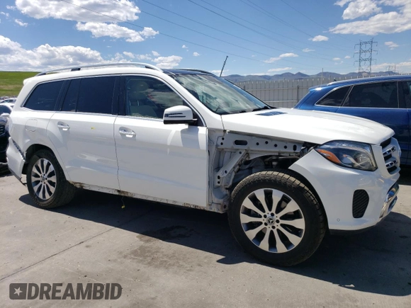 2019 Mercedes-Benz GLS 450 with VIN 4JGDF6EE8KB219346, listed as a Copart auction lot 54375644 with 64,271 mi miles and Salvage Title. Bid and sale history available at DreamBid. Image 4.