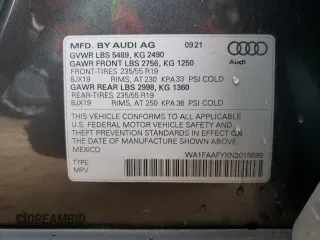 2022 Audi Q5 S line Prestige with VIN WA1FAAFYXN2015699, listed as a Copart auction lot 36545153 with 18,904 mi miles. Bid and sale history available at carsss.com. Image 12.