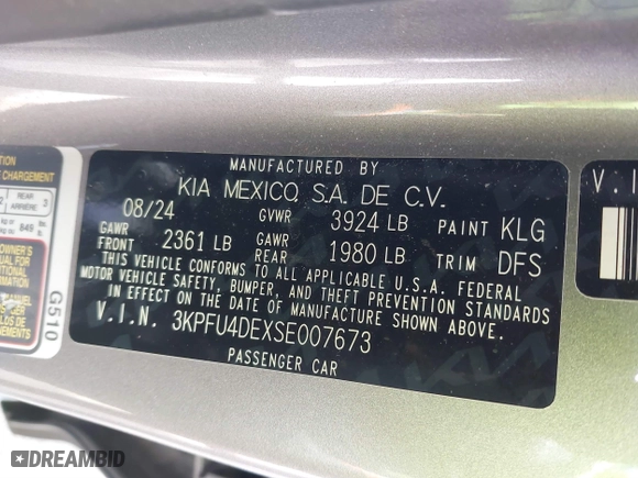 2025 Kia K4 EX with VIN 3KPFU4DEXSE007673, listed as a IAAI auction lot 41606959 with 19,969 mi miles. Bid and sale history available at carsss.com. Image 9.