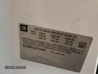 2014 Chevrolet Impala LT z VIN 2G1WB5E34E1133059, wystawiony jako Copart lot #47658895 z przebiegiem 57 557 mil mil oraz Szkoda całkowita • Salvage title. Historia ofert i sprzedaży dostępna na DreamBid. Obrazek 12.
