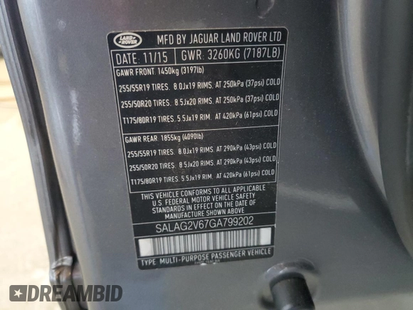 2016 Land Rover LR4 HSE with VIN SALAG2V67GA799202, listed as a Copart auction lot 63061465 with 128,243 mi miles and Salvage title. Bid and sale history available at DreamBid. Image 13.
