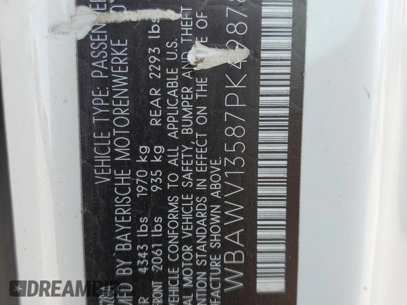 2007 BMW 3 Series 328i z VIN WBAWV13587PK49878, wystawiony jako Copart lot #60244745 z przebiegiem 174 263 mil mil oraz Szkoda całkowita • Salvage title. Historia ofert i sprzedaży dostępna na DreamBid. Obrazek 12.