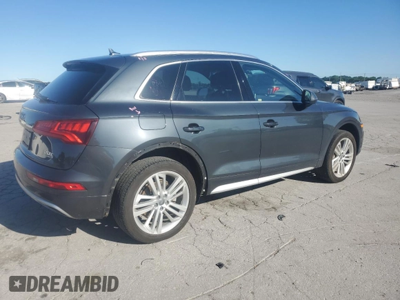 2018 Audi Q5 Premium Plus with VIN WA1BNAFY1J2019346, listed as a Copart auction lot 57487015 with 75,717 mi miles and Salvage title. Bid and sale history available at DreamBid. Image 3.