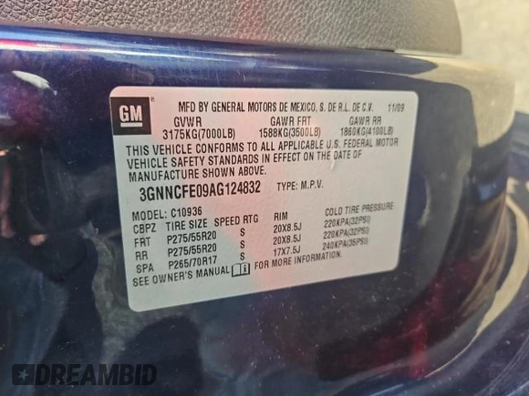 2010 Chevrolet Avalanche LT with VIN 3GNNCFE09AG124832, listed as a Copart auction lot 86728894 with 136,595 mi miles and Clean Title. Bid and sale history available at carsss.com. Image 10.