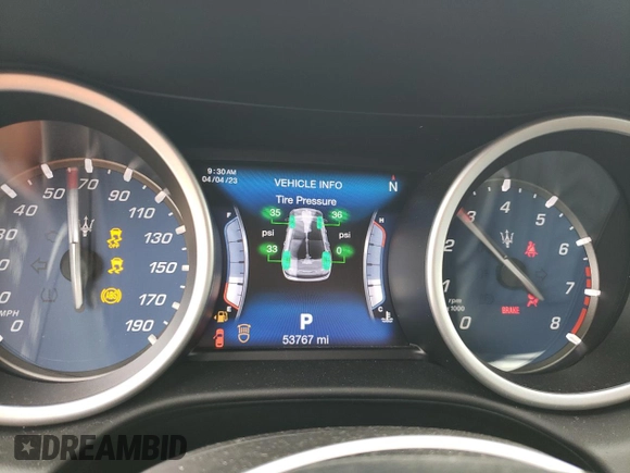 2017 Maserati Ghibli S Q4 with VIN ZAM57RTL6H1199004, listed as a Copart auction lot 46513193 with 53,767 mi miles. Bid and sale history available at carsss.com. Image 9.
