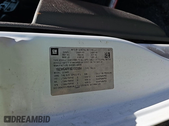2016 Chevrolet Express Cargo with VIN 1GCWGAFF0G1303064, listed as a IAAI auction lot 42729879 with 166,839 mi miles and . Bid and sale history available at DreamBid. Image 1.
