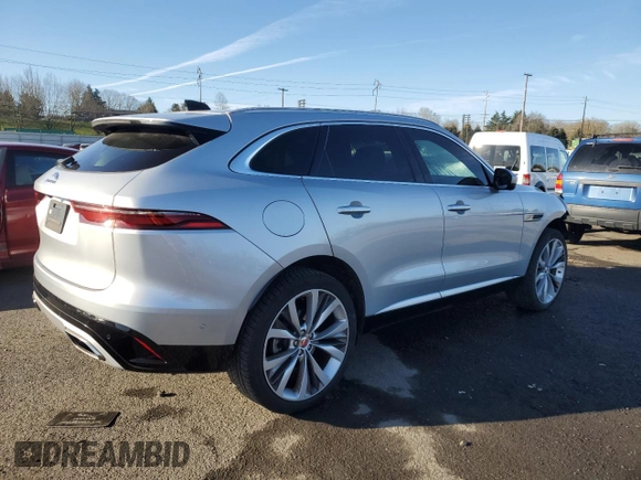 2021 Jaguar F-Pace S with VIN SADCJ2EU9MA683953, listed as a Copart auction lot 46843045 with 40,526 mi miles and Salvage title. Bid and sale history available at DreamBid. Image 3.