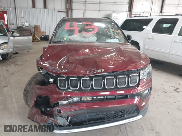 2022 Jeep Compass High Altitude with VIN 3C4NJDCB6NT107779, listed as a IAAI auction lot 41343659 with 32,612 mi miles and . Bid and sale history available at DreamBid. Image 12.