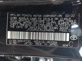 2022 Toyota Corolla SE with VIN JTDS4MCE3NJ094596, listed as a IAAI auction lot 42117369 with 92,045 mi miles and . Bid and sale history available at DreamBid. Image 9.