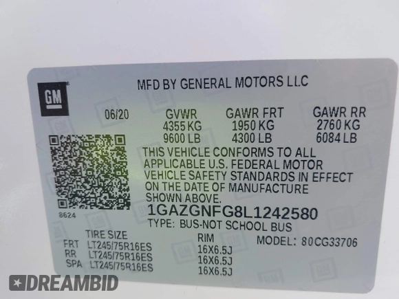 2020 Chevrolet Express Passenger LS с VIN 1GAZGNFG8L1242580, выставлен на аукционе IAAI как лот 42512136 с пробегом 12 339 миль миль и . История ставок и продаж доступна на DreamBid. Изображение 9.