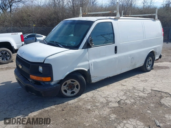 2006 Chevrolet Express Cargo Van with VIN 1GCFG15X861106359, listed as a IAAI auction lot 41847444 with 240,417 mi miles. Bid and sale history available at carsss.com. Image 2.