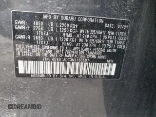 2021 Subaru Outback Premium with VIN 4S4BTADC3M3165597, listed as a Copart auction lot 53890585 with 49,687 mi miles and Salvage Title. Bid and sale history available at DreamBid. Image 13.
