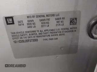 2014 Chevrolet Malibu LT with VIN 1G11C5SL2EF273583, listed as a IAAI auction lot 41721316 with 194,373 mi miles and . Bid and sale history available at DreamBid. Image 9.