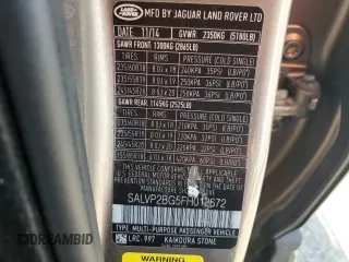 2015 Land Rover Range Rover Evoque Pure Plus with VIN SALVP2BG5FH012672, listed as a Copart auction lot 63249055 with 122,693 mi miles and Salvage title. Bid and sale history available at DreamBid. Image 13.