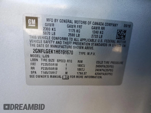 2017 Chevrolet Equinox Premier with VIN 2GNFLGEK1H6191670, listed as a Copart auction lot 47604625 with 119,511 mi miles and Salvage Title. Bid and sale history available at carsss.com. Image 14.