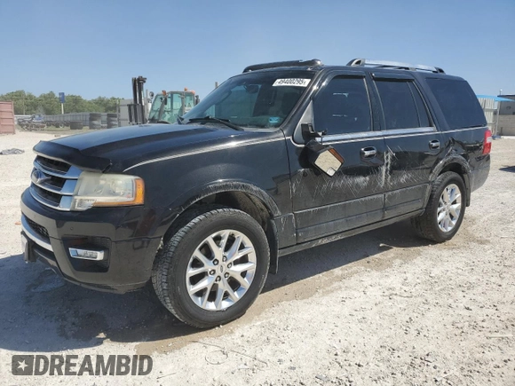 2015 Ford Expedition Limited z VIN 1FMJU1KT4FEF10655, wystawiony jako Copart lot #49400295 z przebiegiem 143 998 mil mil oraz Szkoda całkowita • Salvage title. Historia ofert i sprzedaży dostępna na DreamBid. Obrazek 1.