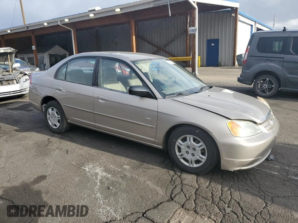 2002 Honda Civic LX with VIN 1HGES16582L007564, listed as a Copart auction lot 54955815 with 106,271 mi miles and Clean Title. Bid and sale history available at DreamBid. Image 4.