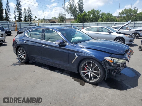 2019 Genesis G70 Advanced with VIN KMTG74LE0KU043856, listed as a Copart auction lot 55921215 with 72,161 mi miles and Non repairable. Bid and sale history available at DreamBid. Image 4.