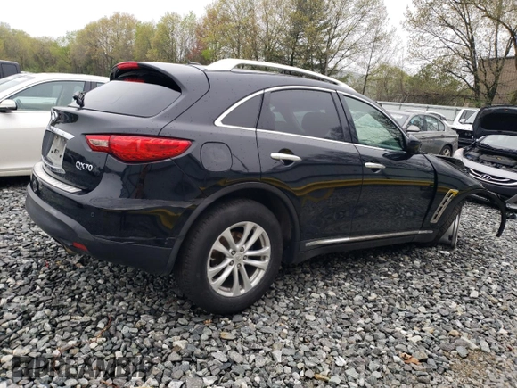 2014 Infiniti QX70 with VIN JN8CS1MU9EM450468, listed as a Copart auction lot 55485575 with 102,261 mi miles and Clean Title. Bid and sale history available at DreamBid. Image 3.
