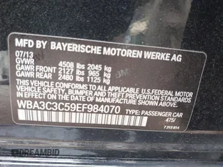 2014 BMW 3 Series 320i xDrive with VIN WBA3C3C59EF984070, listed as a IAAI auction lot 42063569 with 169,002 mi miles and . Bid and sale history available at DreamBid. Image 9.