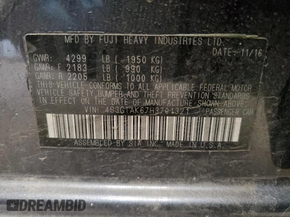 2017 Subaru Impreza Special Sports z VIN 4S3GTAK67H3701321, wystawiony jako Copart lot #47553515 z przebiegiem Nie podano mil oraz Szkoda całkowita • Salvage title. Historia ofert i sprzedaży dostępna na DreamBid. Obrazek 14.