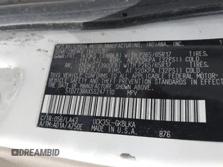 2005 Toyota Sequoia Limited with VIN 5TDZT38AX5S247110, listed as a IAAI auction lot 42072296 with 327,641 mi miles and . Bid and sale history available at DreamBid. Image 9.