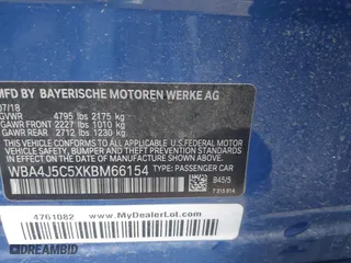 2019 BMW 4 Series 440i with VIN WBA4J5C5XKBM66154, listed as a IAAI auction lot 42061381 with 41,926 mi miles. Bid and sale history available at carsss.com. Image 9.