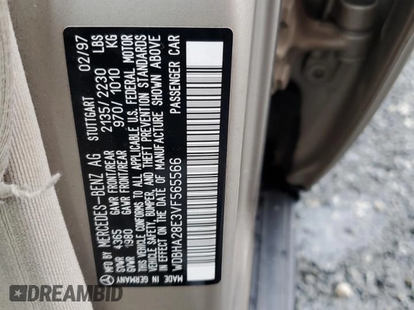 1997 Mercedes-Benz C 230/260/280/320 z VIN WDBHA28E3VF565566, wystawiony jako Copart lot #42641935 z przebiegiem 163 628 mil mil oraz Szkoda całkowita • Salvage title. Historia ofert i sprzedaży dostępna na DreamBid. Obrazek 12.