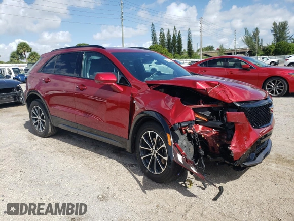 2024 Cadillac XT4 FWD Sport with VIN 1GYFZER48RF164992, listed as a Copart auction lot 68359734 with 3,427 mi miles and Salvage title. Bid and sale history available at DreamBid. Image 4.
