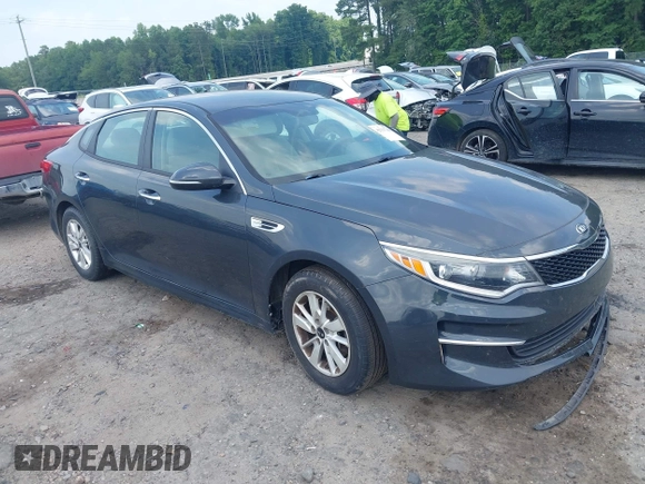 2016 Kia Optima LX with VIN 5XXGT4L36GG022483, listed as a IAAI auction lot 42533742 with 98,385 mi miles and . Bid and sale history available at DreamBid. Image 1.