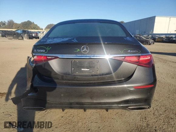 2022 Mercedes-Benz S-Class S 500 with VIN W1K6G6DB1NA147018, listed as a Copart auction lot 87964755 with 34,513 mi miles and Salvage Title. Bid and sale history available at carsss.com. Image 6.