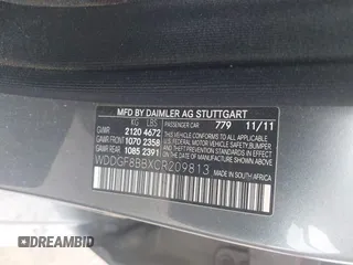 2012 Mercedes-Benz C 300 Sport with VIN WDDGF8BBXCR209813, listed as a IAAI auction lot 42446496 with 138,302 mi miles and . Bid and sale history available at DreamBid. Image 9.
