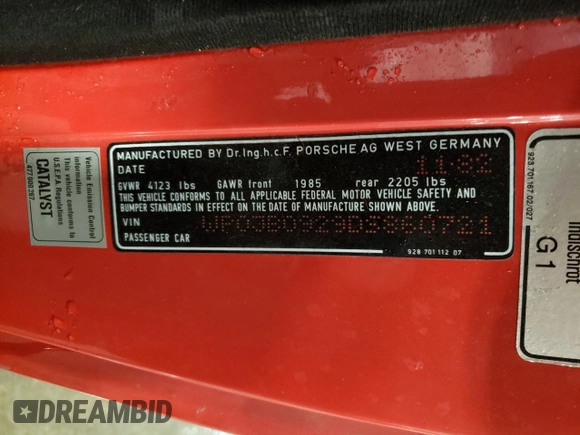 1983 Porsche 928 z VIN WP0JB0929DS860721, wystawiony jako Copart lot #85290544 z przebiegiem 143 702 mil mil oraz Czysty tytuł • Clean title. Historia ofert i sprzedaży dostępna na DreamBid. Obrazek 12.