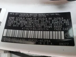 2020 Toyota Avalon Limited z VIN 4T1DZ1FB0LU052114, wystawiony jako Copart lot #49085205 z przebiegiem Nie podano mil oraz Szkoda całkowita • Salvage title. Historia ofert i sprzedaży dostępna na DreamBid. Obrazek 12.
