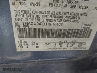 2001 Ford Escape XLT with VIN 1FMCU041X1KF10409, listed as a IAAI auction lot 39780383 with 246,336 mi miles. Bid and sale history available at carsss.com. Image 9.