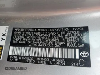 2024 Toyota Prius LE with VIN JTDACAAU8R3031267, listed as a Copart auction lot 53979715 with Not Provided miles and Clean Title. Bid and sale history available at DreamBid. Image 12.