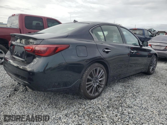 2023 Infiniti Q50 Red Sport 400 with VIN JN1FV7DP8PM570247, listed as a Copart auction lot 81809854 with 6,241 mi miles and Salvage Title. Bid and sale history available at DreamBid. Image 3.