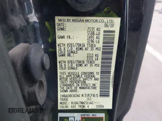 2010 Nissan Frontier SE с VIN 1N6AD0CU2AC438765, выставлен на аукционе IAAI как лот 41956355 с пробегом 123 007 миль миль и . История ставок и продаж доступна на DreamBid. Изображение 9.