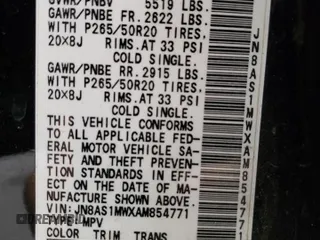 2010 Infiniti FX35 with VIN JN8AS1MWXAM854771, listed as a Copart auction lot 70682914 with 163,118 mi miles and Salvage Title. Bid and sale history available at carsss.com. Image 14.