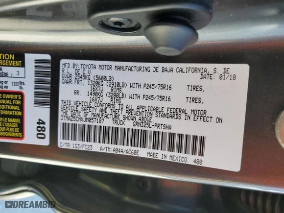 2018 Toyota Tacoma SR5 with VIN 3TMAZ5CNXJM057187, listed as a Copart auction lot 48705665 with 120,057 mi miles and Salvage Title. Bid and sale history available at carsss.com. Image 15.