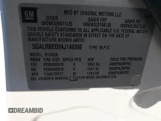 2010 Buick Enclave CXL 1XL with VIN 5GALRBED9AJ149398, listed as a IAAI auction lot 41986317 with 143,961 mi miles and . Bid and sale history available at DreamBid. Image 9.