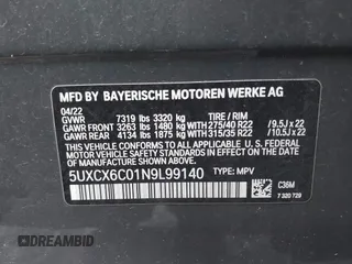 2022 BMW X7 M50i z VIN 5UXCX6C01N9L99140, wystawiony jako IAAI lot #41697545 z przebiegiem 60 972 mil mil oraz . Historia ofert i sprzedaży dostępna na DreamBid. Obrazek 9.