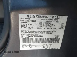 2003 Ford F-350 XL with VIN 1FTSW30F93EB00702, listed as a IAAI auction lot 41816025 with 166,018 mi miles and . Bid and sale history available at DreamBid. Image 8.
