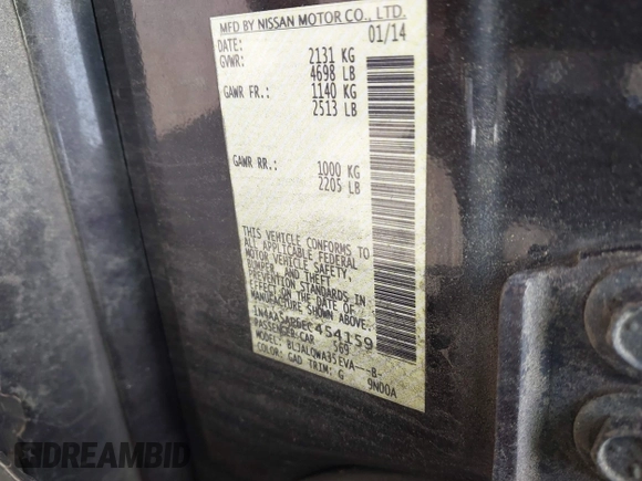 2014 Nissan Maxima SV z VIN 1N4AA5AP6EC454159, wystawiony jako IAAI lot #42429951 z przebiegiem 194 791 mil mil oraz . Historia ofert i sprzedaży dostępna na DreamBid. Obrazek 9.
