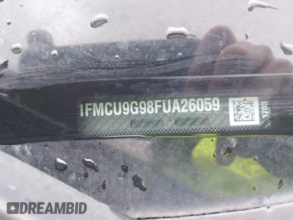 2015 Ford Escape SE with VIN 1FMCU9G98FUA26059, listed as a IAAI auction lot 41991222 with 149,298 mi miles and . Bid and sale history available at DreamBid. Image 12.