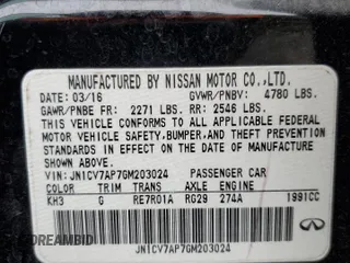 2016 Infiniti Q50 Premium with VIN JN1CV7AP7GM203024, listed as a Copart auction lot 88680715 with 163,922 mi miles and Salvage Title. Bid and sale history available at DreamBid. Image 13.