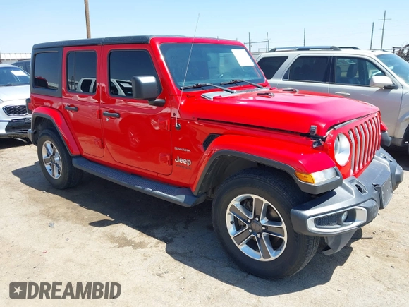 2019 Jeep Wrangler Unlimited Sahara with VIN 1C4HJXEN8KW591398, listed as a IAAI auction lot 42045071 with 87,410 mi miles and . Bid and sale history available at DreamBid. Image 1.