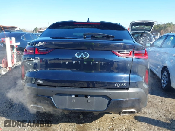 2022 Infiniti QX55 Luxe z VIN 3PCAJ5J3XNF101207, wystawiony jako IAAI lot #41640434 z przebiegiem 46 932 mil mil oraz . Historia ofert i sprzedaży dostępna na DreamBid. Obrazek 17.